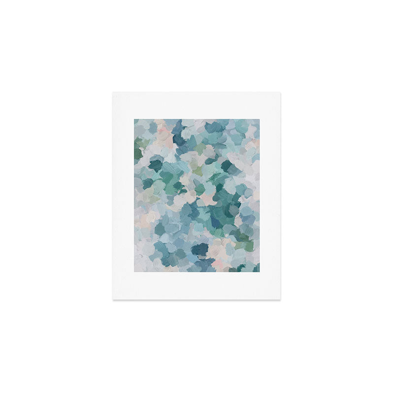 Flowers in the Wind II - Mint Green Sky Blue Teal Blush Pink Abstract Nature Nature Painting Art Art Print Gallery Image 1