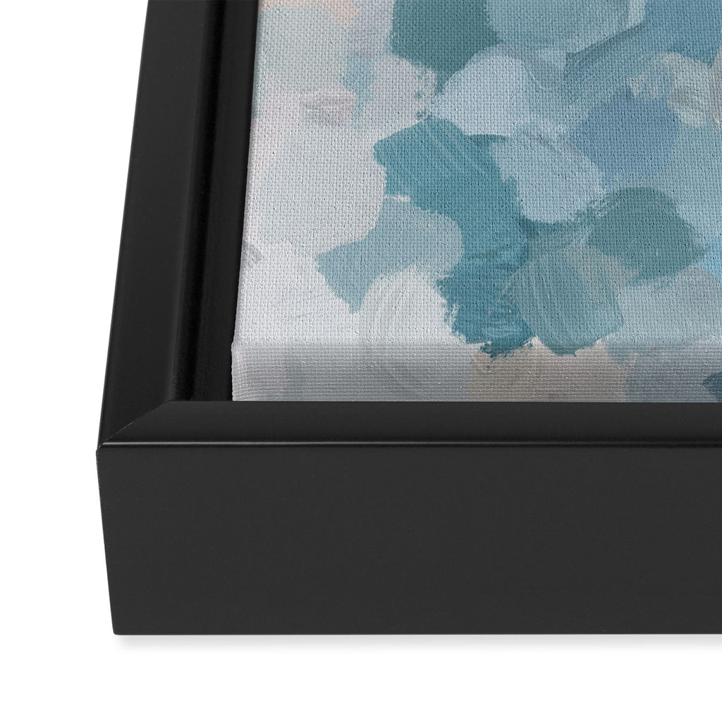 Flowers in the Wind II - Mint Green Sky Blue Teal Blush Pink Abstract Nature Nature Painting Art Framed Canvas Print Gallery Image 3