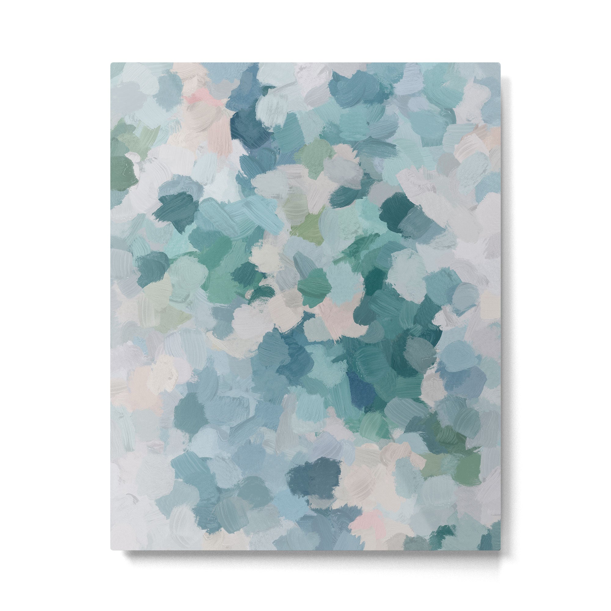 Flowers in the Wind II - Mint Green Sky Blue Teal Blush Pink Abstract Nature Nature Painting Art Metal Print Gallery Image 4