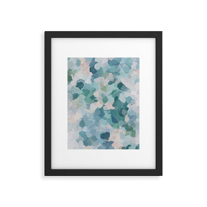 Flowers in the Wind II - Mint Green Sky Blue Teal Blush Pink Abstract Nature Nature Painting Art Framed Art Print Gallery Image 1
