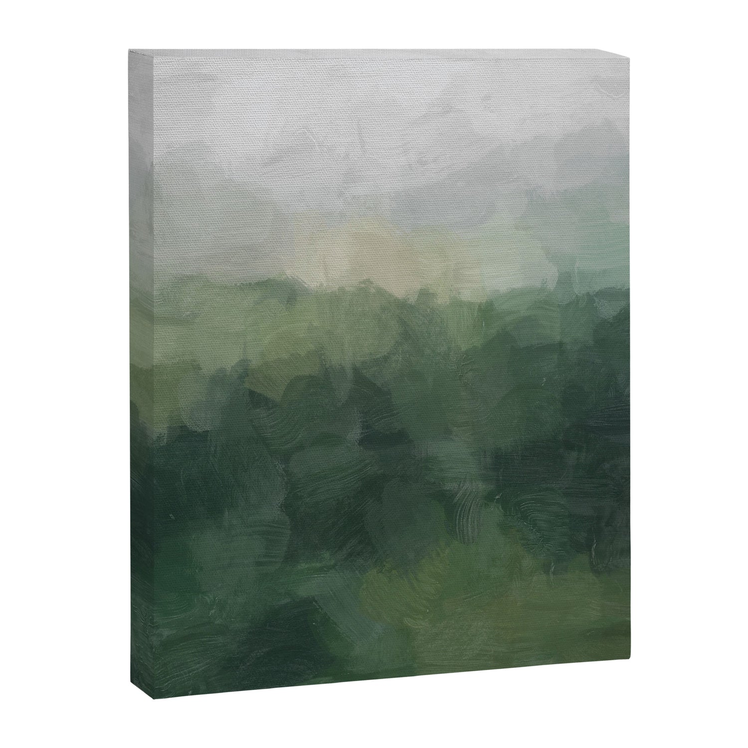 Foggy Hills - Gray Green Abstract Nature Scenic Painting Art Print Wall Decor  Canvas Print Gallery Image 6