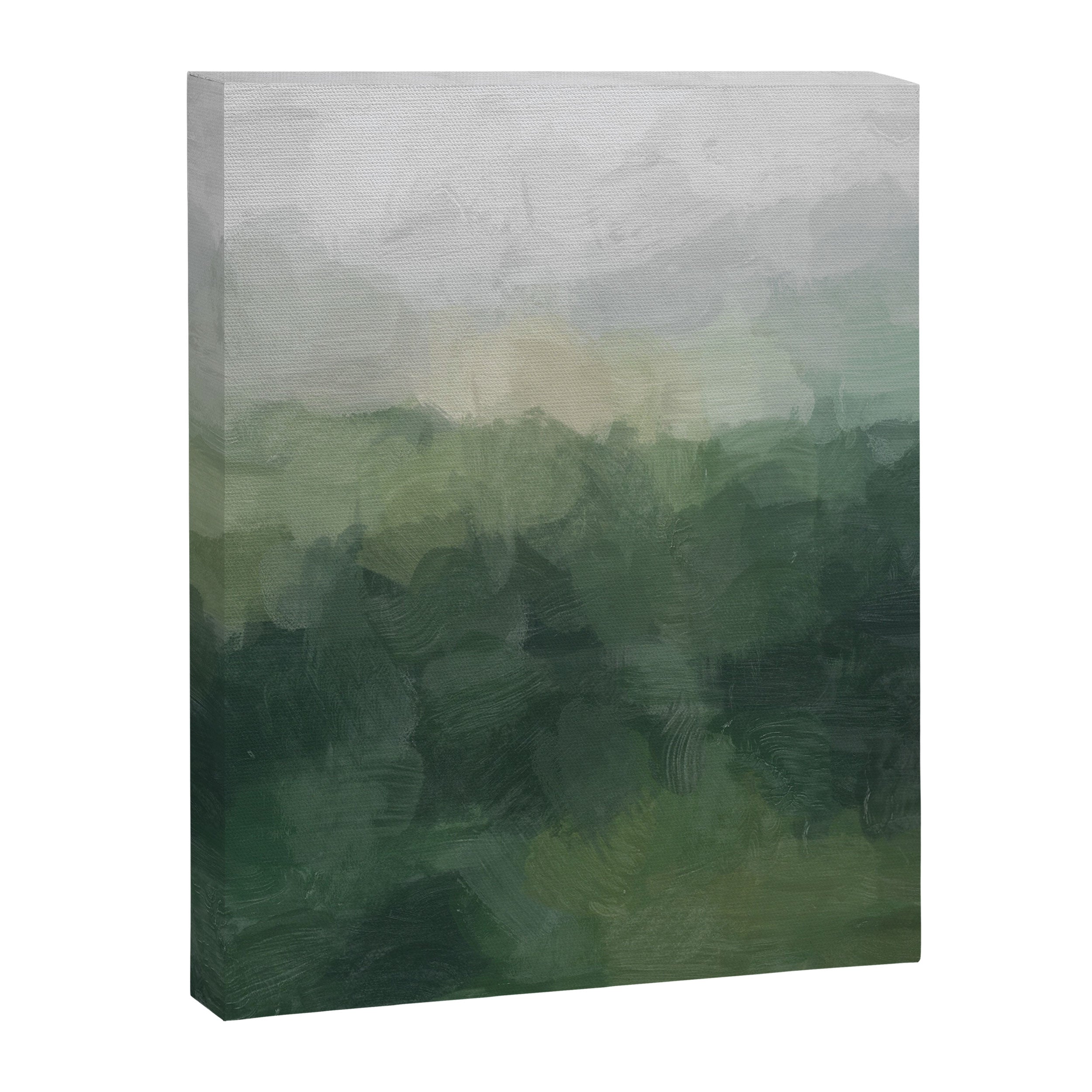 Foggy Hills - Gray Green Abstract Nature Scenic Painting Art Print Wall Decor  Canvas Print Gallery Image 6