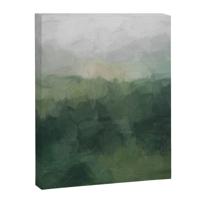 Foggy Hills - Gray Green Abstract Nature Scenic Painting Art Print Wall Decor  Canvas Print Gallery Image 1
