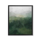 Foggy Hills - Gray Green Abstract Nature Scenic Painting Art Print Wall Decor  Framed Canvas Print Gallery Image 6
