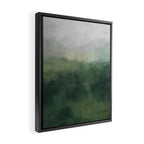 Foggy Hills - Gray Green Abstract Nature Scenic Painting Art Print Wall Decor  Framed Canvas Print Gallery Image 2