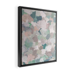 Fuzzy Flowers I - Mint Seafoam Green Dusty Rose Blush Pink Abstract Nature Spring Painting Print Framed Canvas Print Gallery Image 2