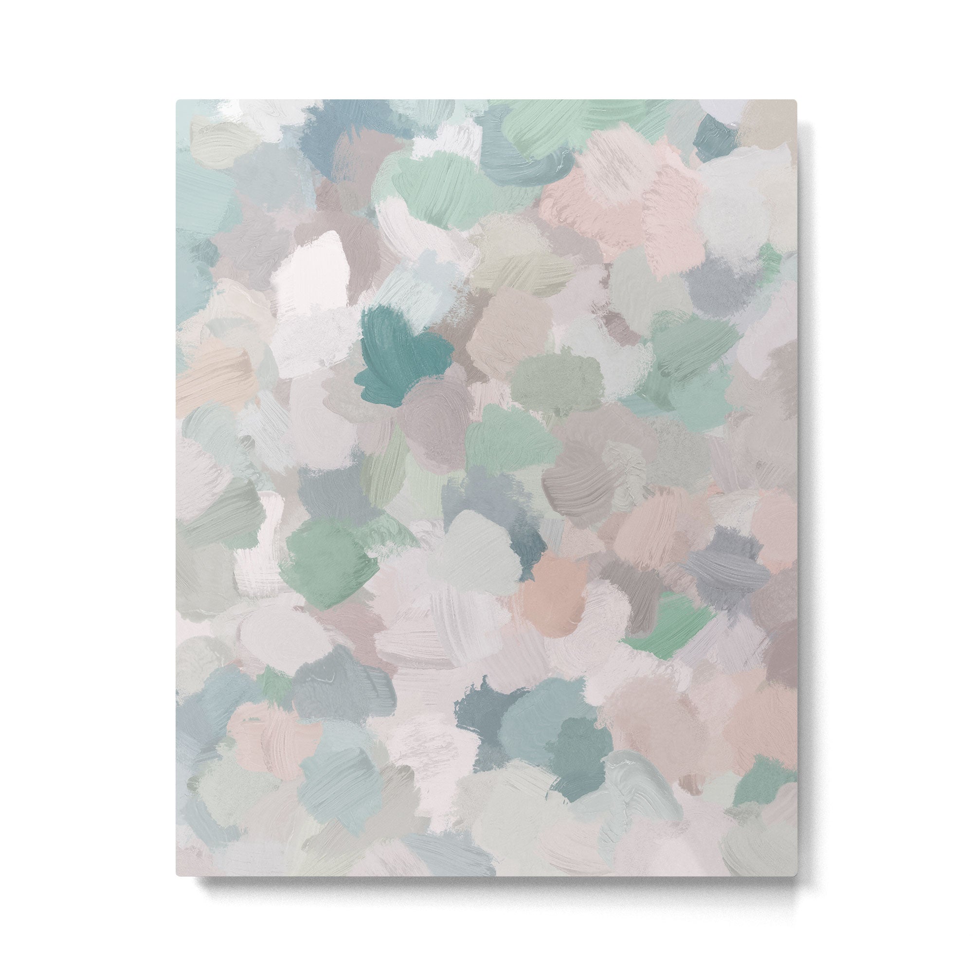 Fuzzy Flowers II - Mint Seafoam Green Dusty Rose Blush Pink Pastel Abstract Flower Painting Art Metal Print Gallery Image 4