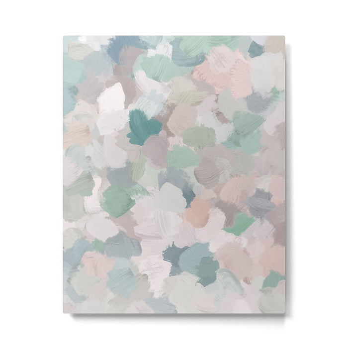 Fuzzy Flowers II - Mint Seafoam Green Dusty Rose Blush Pink Pastel Abstract Flower Painting Art Metal Print Gallery Image 1