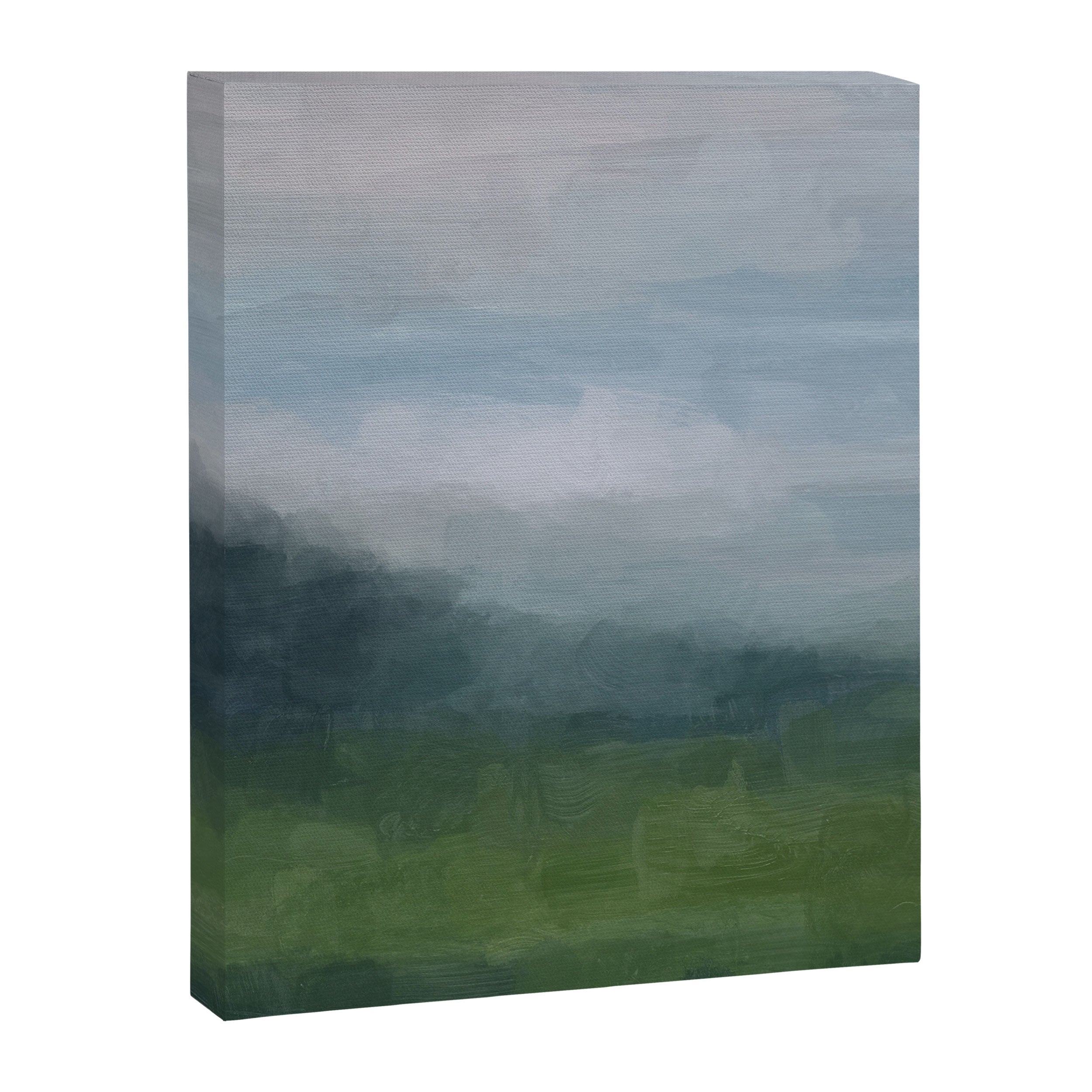 Valley Living - Gray Blue Navy Indigo Grass Green Abstract Painting Wall Art Prints, Nature Horizon Canvas Print Gallery Image 6