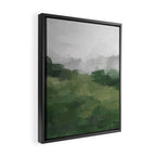 Green Mountain - Valley Hills Gray Sky Grass Plants Abstract Nature Painting Art Print Wall Decor Framed Canvas Print Gallery Image 2