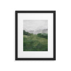 Green Mountain - Valley Hills Gray Sky Grass Plants Abstract Nature Painting Art Print Wall Decor Framed Art Print Gallery Image 5