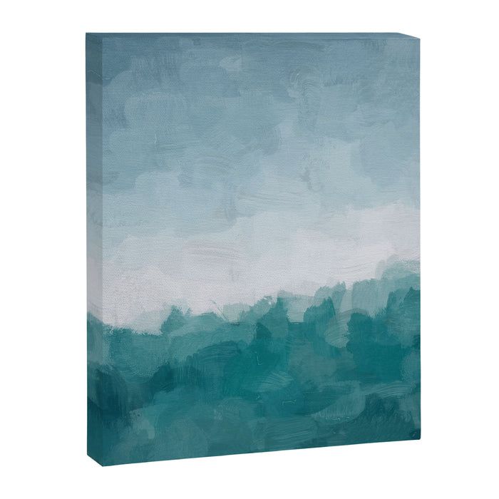Immersed in a Wave - Aqua Teal Turquoise Denim Blue Surfer Abstract Nature Ocean Painting Art Print Canvas Print Gallery Image 1