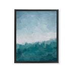Immersed in a Wave - Aqua Teal Turquoise Denim Blue Surfer Abstract Nature Ocean Painting Art Print Framed Canvas Print Gallery Image 6