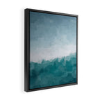 Immersed in a Wave - Aqua Teal Turquoise Denim Blue Surfer Abstract Nature Ocean Painting Art Print Framed Canvas Print Gallery Image 2