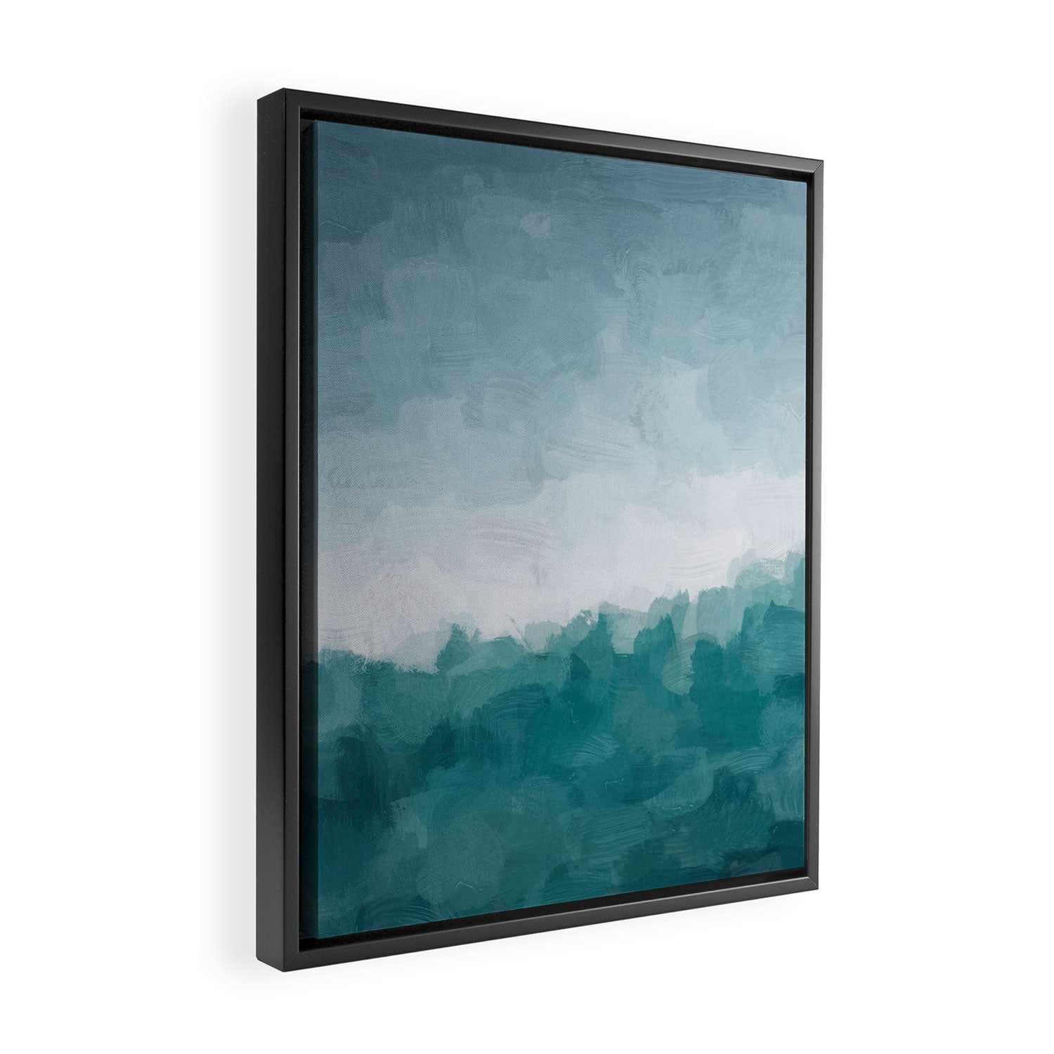 Immersed in a Wave - Aqua Teal Turquoise Denim Blue Surfer Abstract Nature Ocean Painting Art Print Framed Canvas Print Gallery Image 2