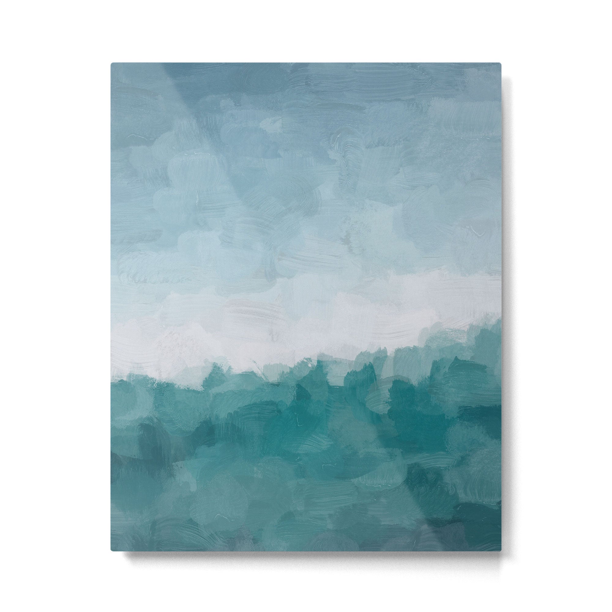 Immersed in a Wave - Aqua Teal Turquoise Denim Blue Surfer Abstract Nature Ocean Painting Art Print Metal Print Gallery Image 4