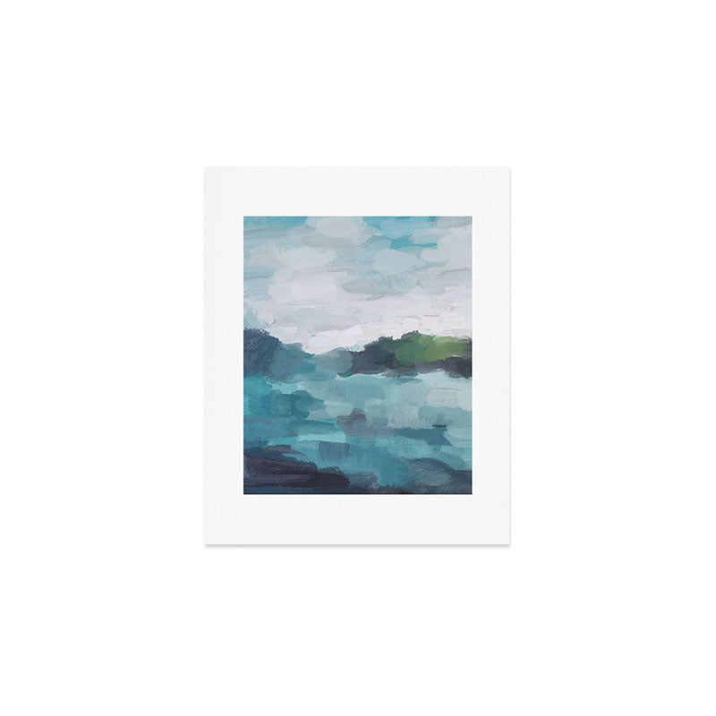 Island in the Distance I - Aqua Blue Green Abstract Art Painting Art Print