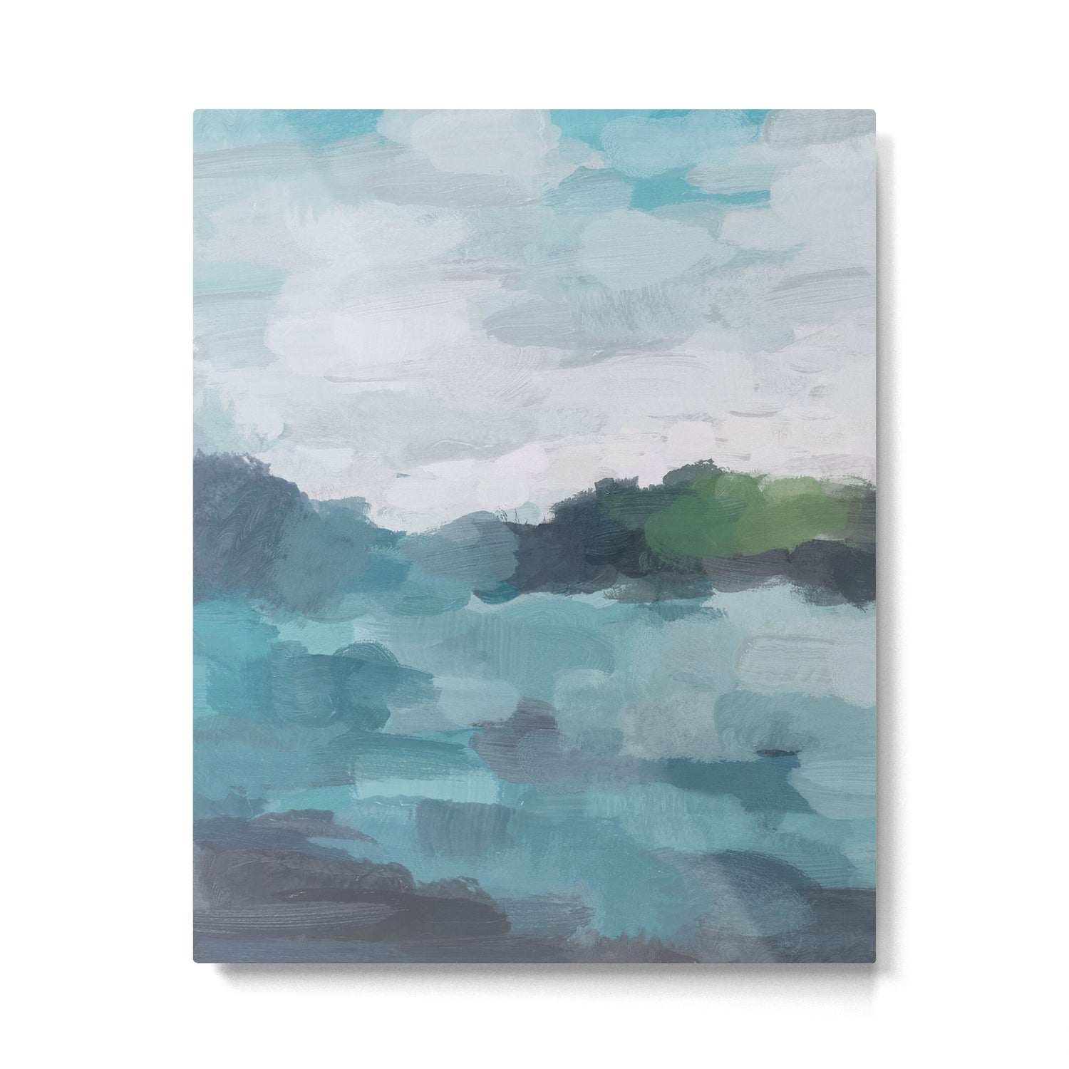 Island in the Distance I - Aqua Blue Green Abstract Art Painting Metal Print Gallery Image 4