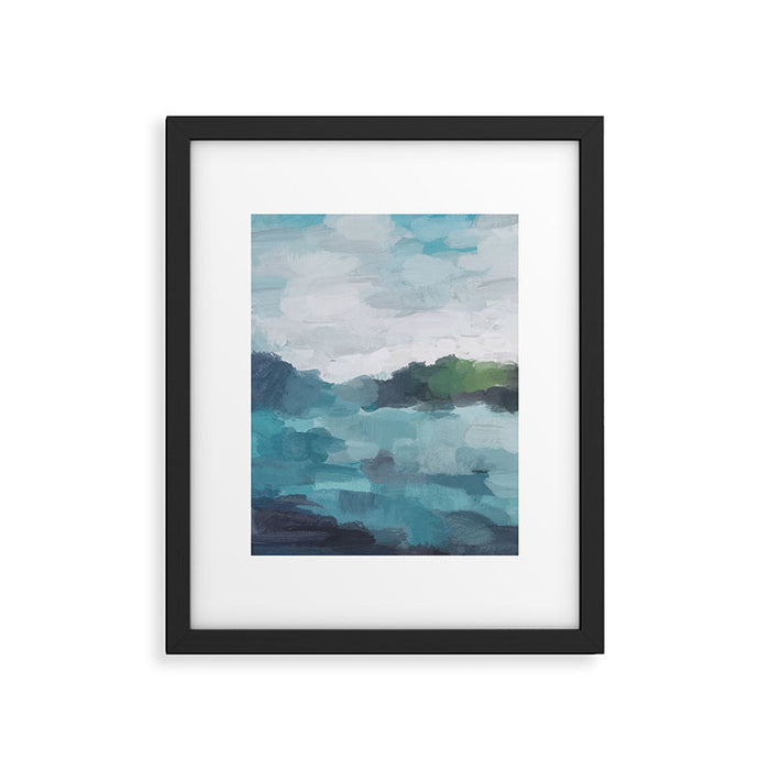 Island in the Distance I - Aqua Blue Green Abstract Art Painting Framed Art Print Gallery Image 1