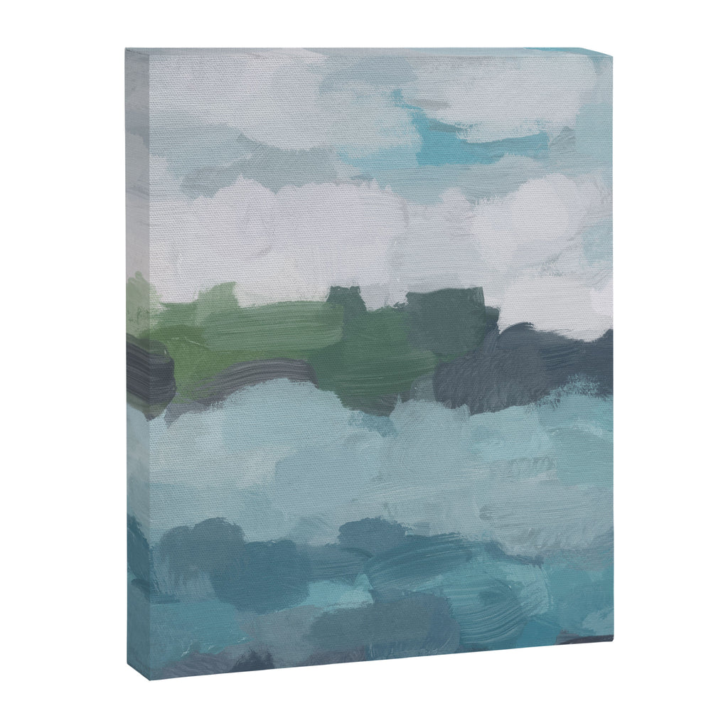 Island in the Distance II - Aqua Blue Green Navy Ocean Horizon Abstract Nature Coastal Painting Art Canvas Print Gallery Image 6