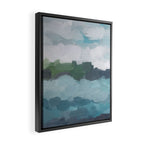 Island in the Distance II - Aqua Blue Green Navy Ocean Horizon Abstract Nature Coastal Painting Art Framed Canvas Print Gallery Image 2