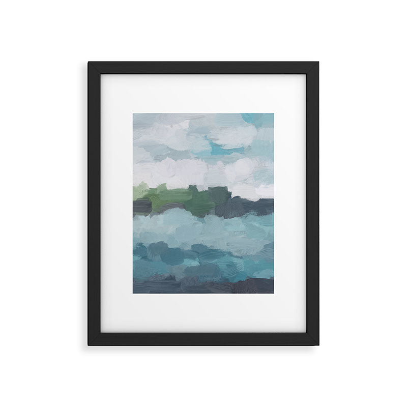 Island in the Distance II - Aqua Blue Green Navy Ocean Horizon Abstract Nature Coastal Painting Art Framed Art Print Gallery Image 5