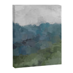 Journey Into the Mountains - Gray Blue Navy Indigo Sage Leafy Green Sky Forest Abstract Painting, Canvas Print Gallery Image 6