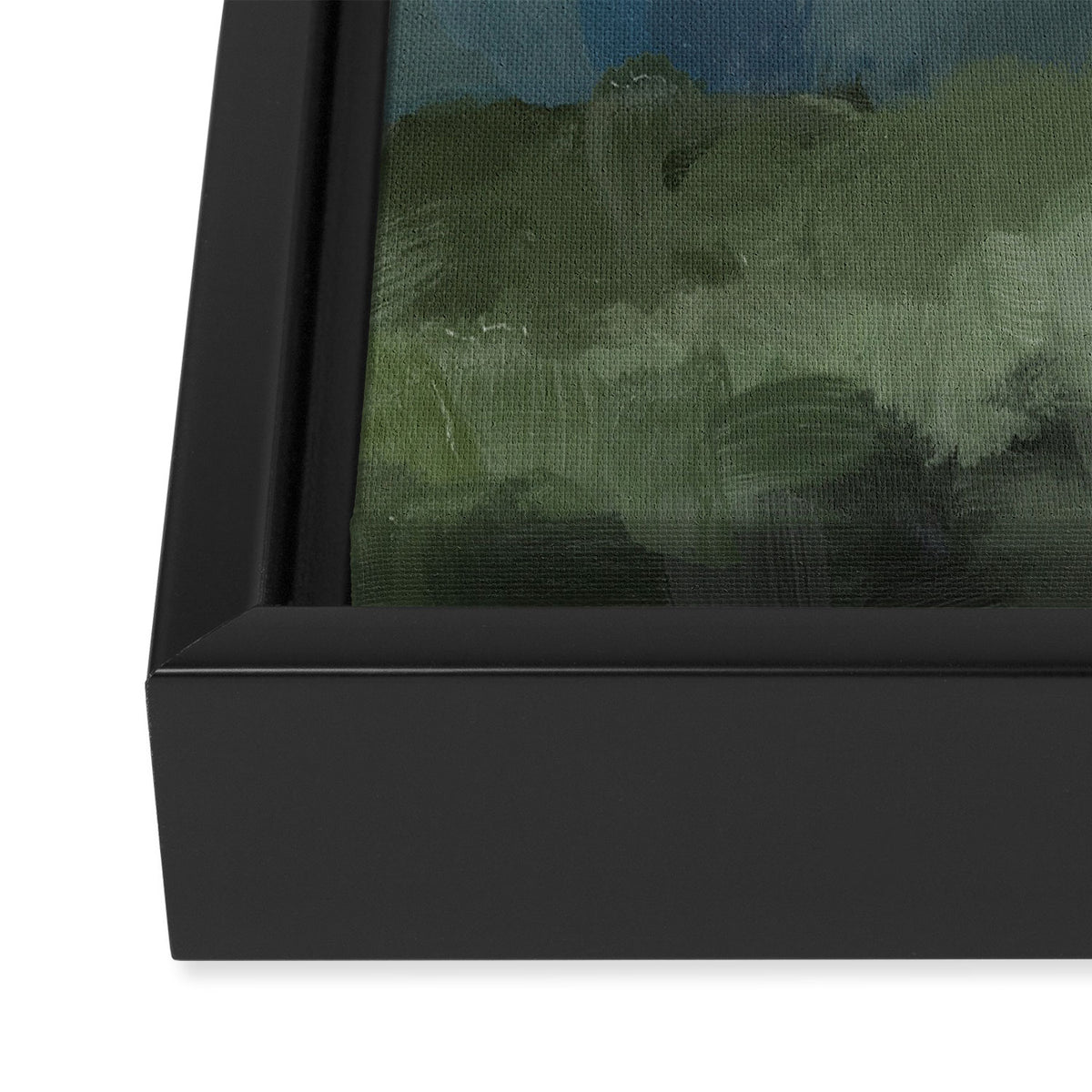 Journey Into the Mountains - Gray Blue Navy Indigo Sage Leafy Green Sky Forest Abstract Painting, Framed Canvas Print Gallery Image 3