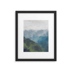 Keep Going - Abstract Painting, Gray Blue Navy Green Nature Mountain Hiking Print, Modern Wall Art Framed Art Print Gallery Image 5