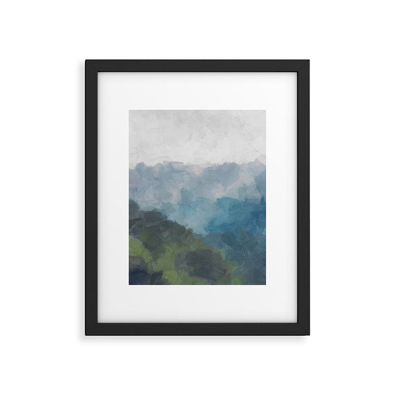 Keep Going - Abstract Painting, Gray Blue Navy Green Nature Mountain Hiking Print, Modern Wall Art Framed Art Print Gallery Image 5