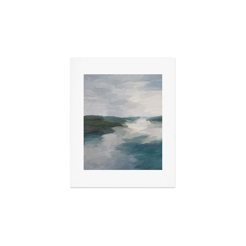 Lake Horizon I - Blue Green Abstract Nature Water Landscape Art Print Art Print Gallery Image 1