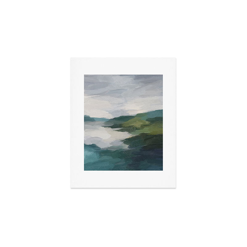 Lake Horizon II - Blue Green Abstract Nature Water Landscape Art Print Art Print Gallery Image 1