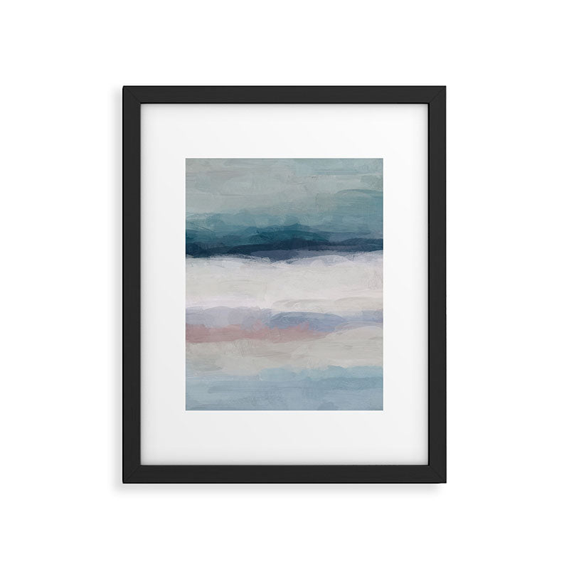 Lullaby Waves III - Dark Teal Blue White Pink Light Blue Modern Art, Ocean Waves Nursery Beach Framed Art Print Gallery Image 5