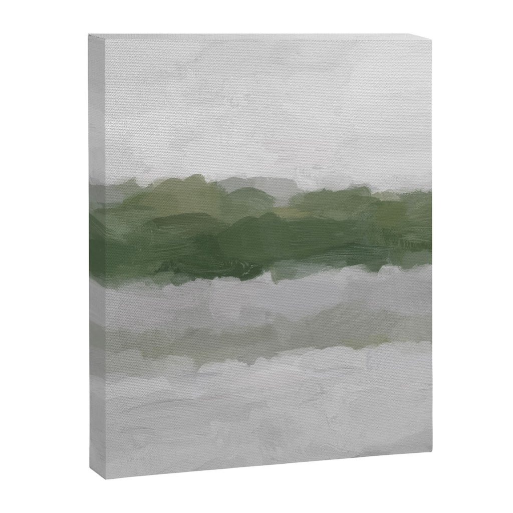 Marsh Clouds - Green Grass Moss Nature Gray Cloudy Horizon Abstract Painting Art Print Wall Decor  Canvas Print Gallery Image 6