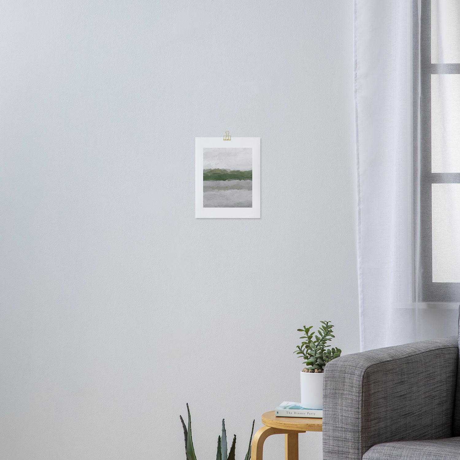 Marsh Clouds - Green Grass Moss Nature Gray Cloudy Horizon Abstract Painting Art Print Wall Decor  Art Print Gallery Image 3