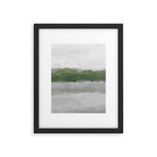 Marsh Clouds - Green Grass Moss Nature Gray Cloudy Horizon Abstract Painting Art Print Wall Decor  Framed Art Print Gallery Image 5