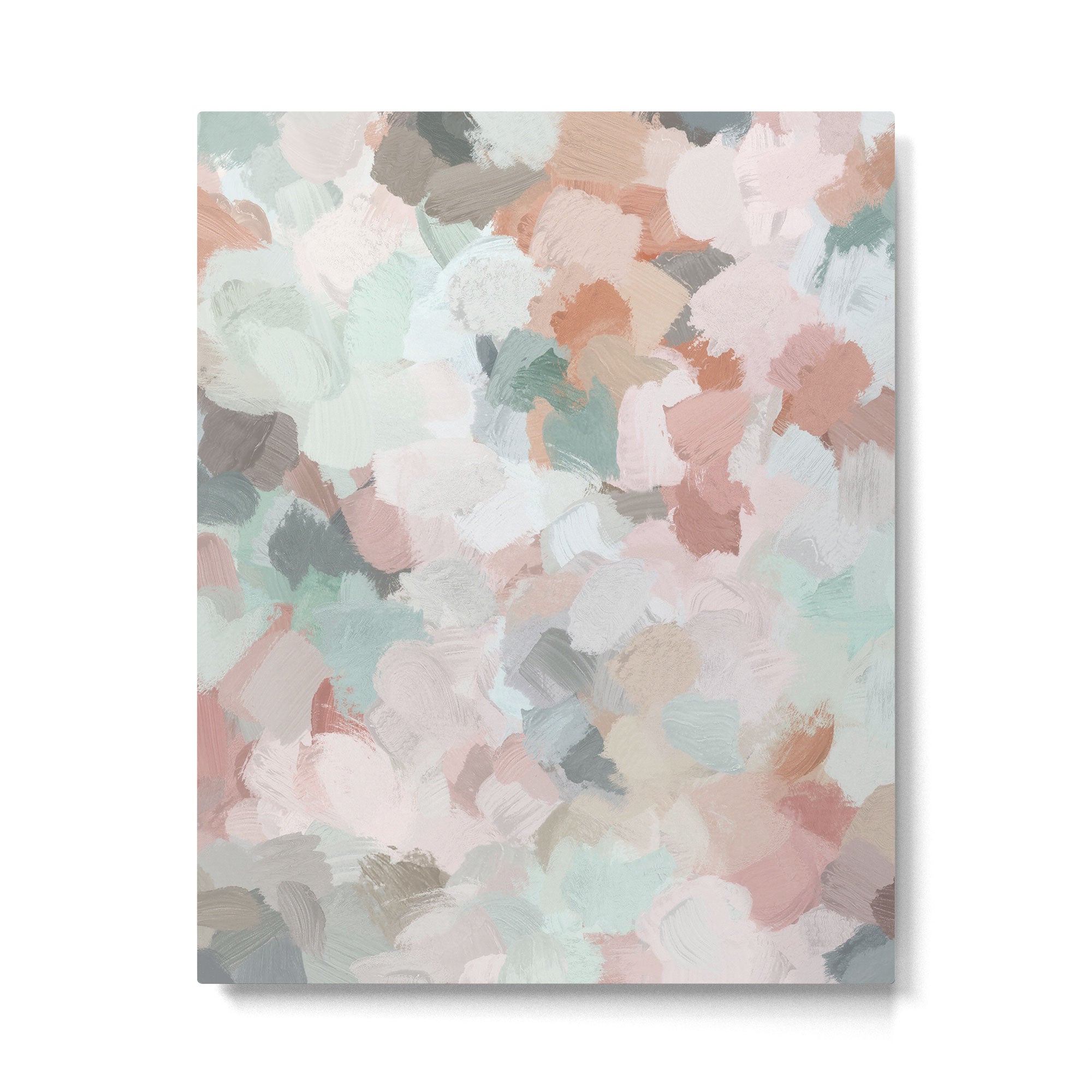 Minty Kisses - Blush Pink Mint Green Blue Coral Peach Abstract Flower Wall Art Springtime Painting Metal Print Gallery Image 4
