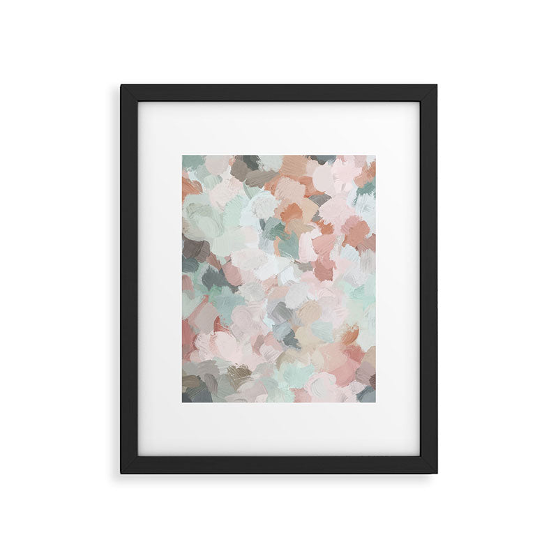 Minty Kisses - Blush Pink Mint Green Blue Coral Peach Abstract Flower Wall Art Springtime Painting Framed Art Print Gallery Image 5