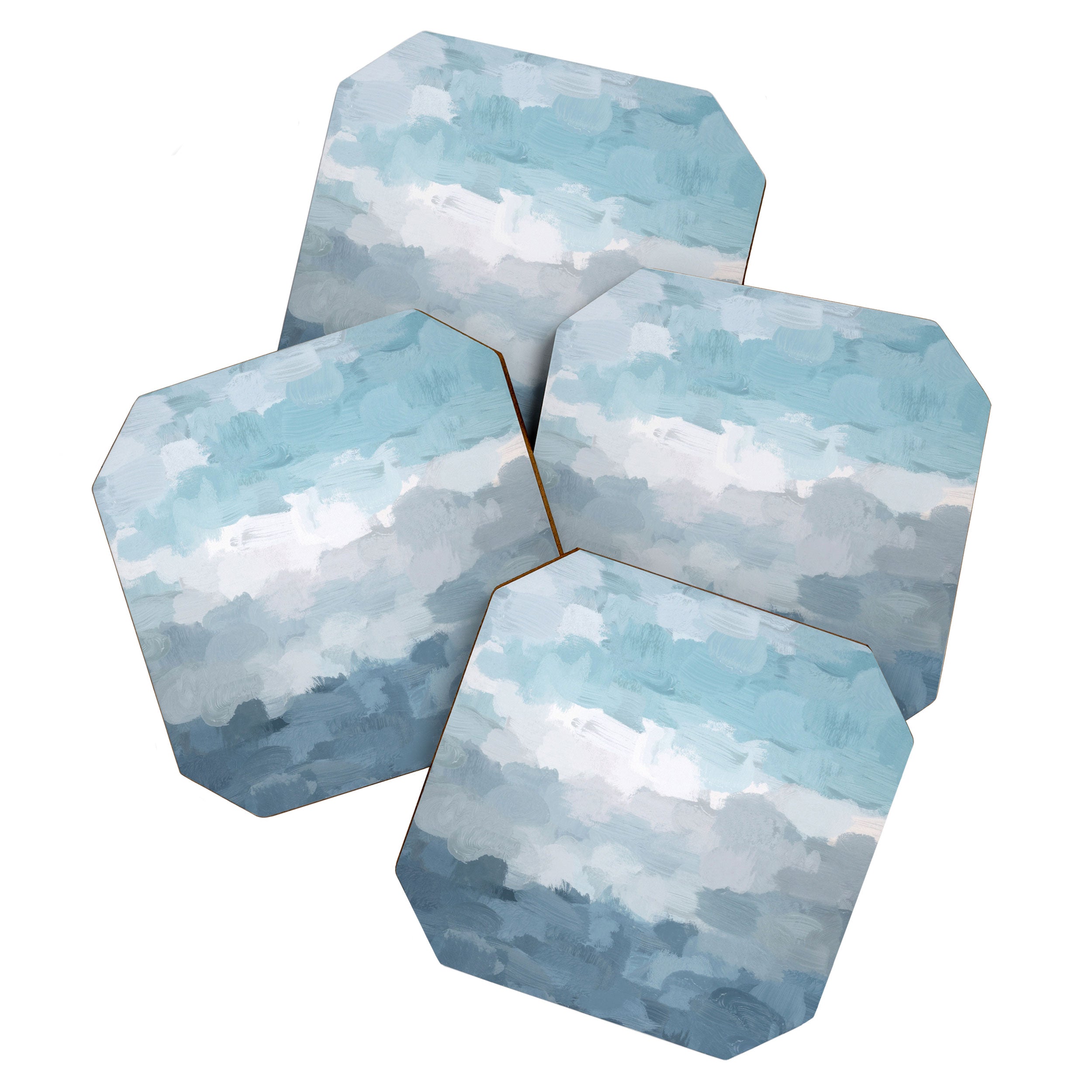 Nightfall Sailing - Indigo Navy Sky Blue Gray White Ocean Horizon Abstract Sea Rainy Cloudy Stormy Coaster Gallery Image 1