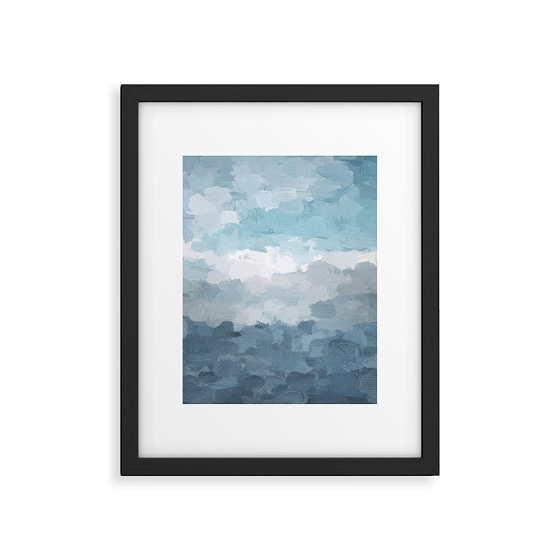 Nightfall Sailing - Indigo Navy Sky Blue Gray White Ocean Horizon Abstract Sea Rainy Cloudy Stormy Framed Art Print Gallery Image 5