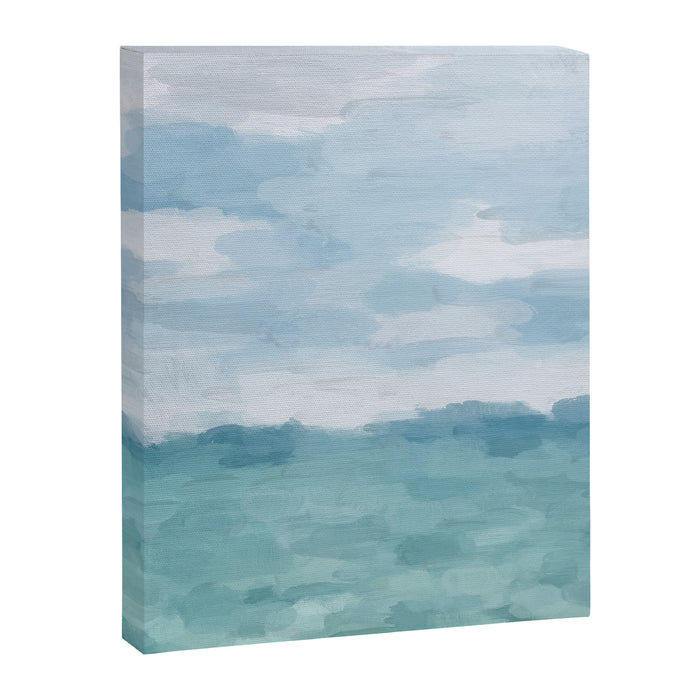 Ocean Clouds - Mint Blue White Gray Abstract Wall Art Painting Canvas Print Gallery Image 1