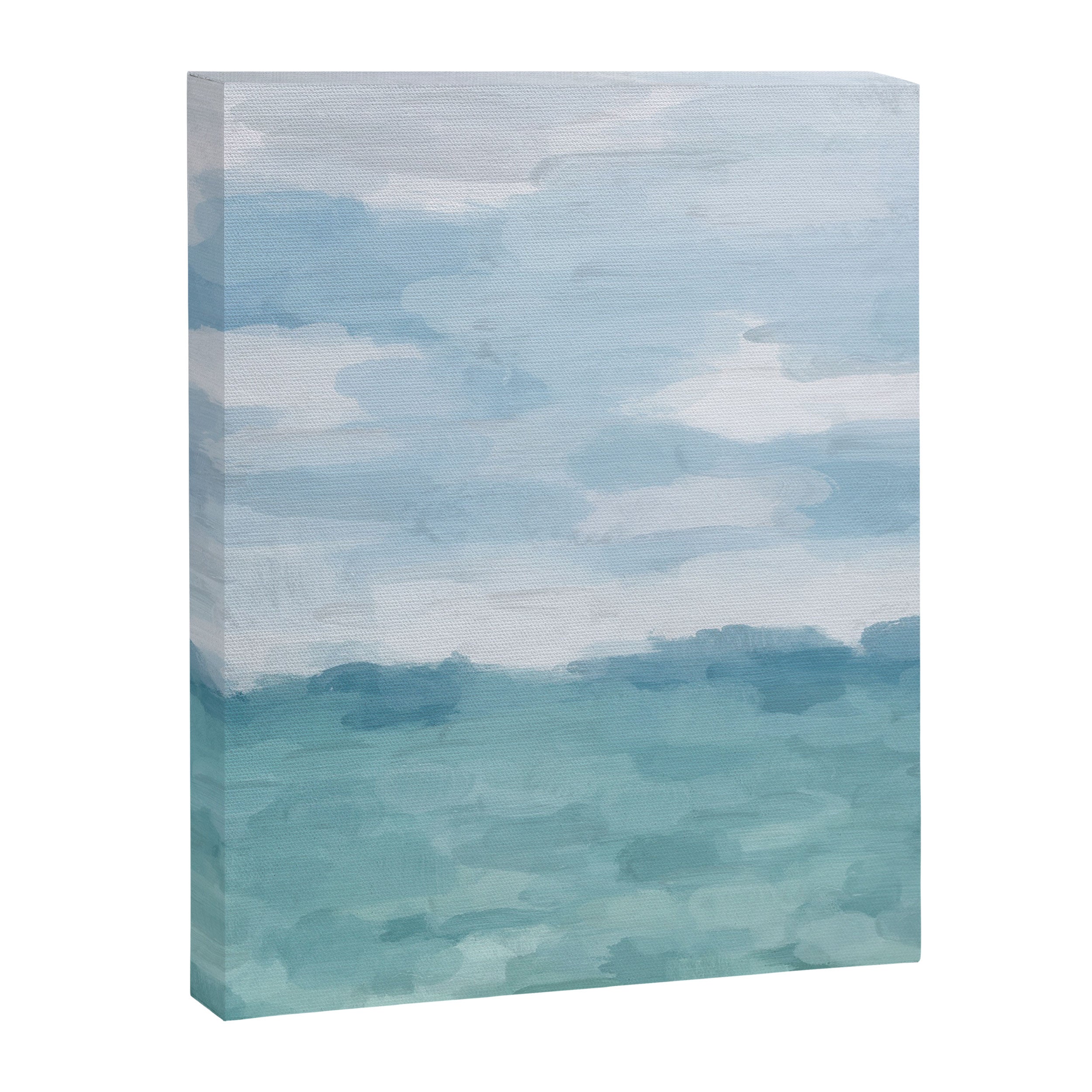 Ocean Clouds - Mint Blue White Gray Abstract Wall Art Painting Canvas Print Gallery Image 6