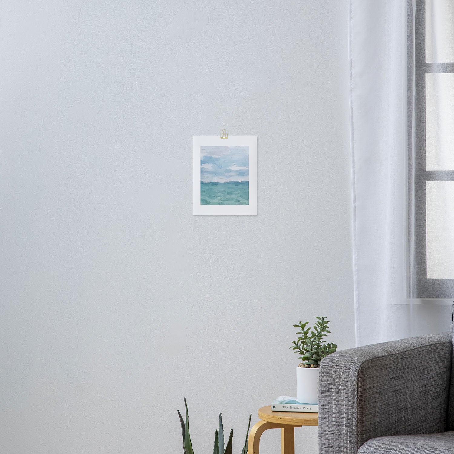 Ocean Clouds - Mint Blue White Gray Abstract Wall Art Painting Art Print Gallery Image 3