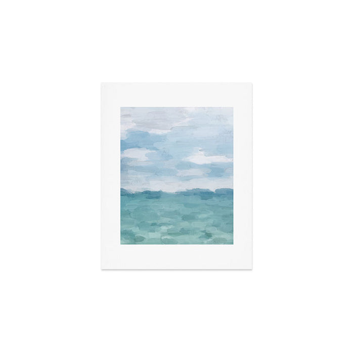 Ocean Clouds - Mint Blue White Gray Abstract Wall Art Painting Art Print Gallery Image 1