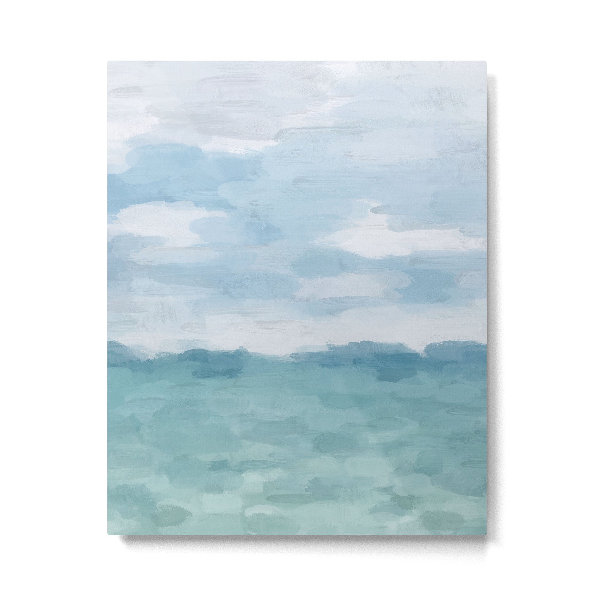 Ocean Clouds - Mint Blue White Gray Abstract Wall Art Painting Metal Print Gallery Image 4