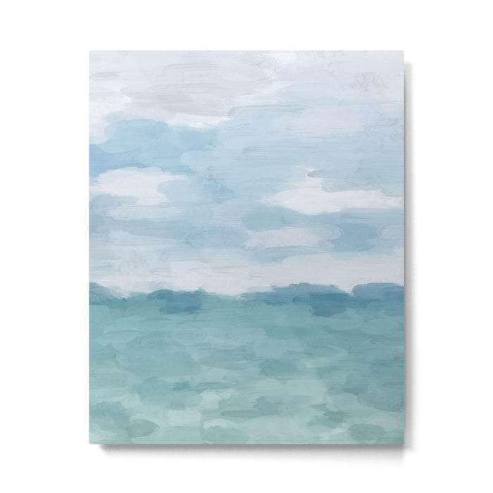 Ocean Clouds - Mint Blue White Gray Abstract Wall Art Painting Metal Print Gallery Image 1
