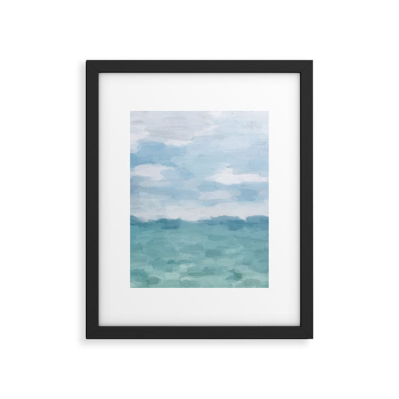 Ocean Clouds - Mint Blue White Gray Abstract Wall Art Painting Framed Art Print Gallery Image 5