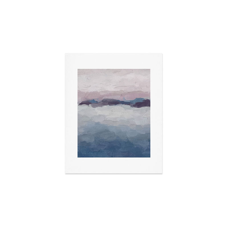 Oceans Away - Plum Purple Lavender Blue Abstract Painting Waves Cloud Horizon Modern Art Art Print Gallery Image 1
