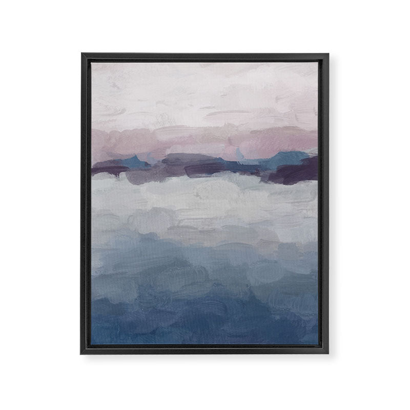 Oceans Away - Plum Purple Lavender Blue Abstract Painting Waves Cloud Horizon Modern Art Framed Canvas Print Gallery Image 6