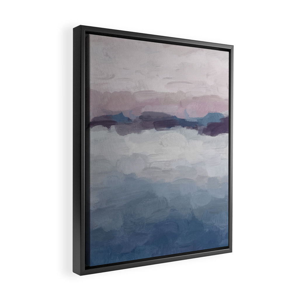 Oceans Away - Plum Purple Lavender Blue Abstract Painting Waves Cloud Horizon Modern Art Framed Canvas Print Gallery Image 2